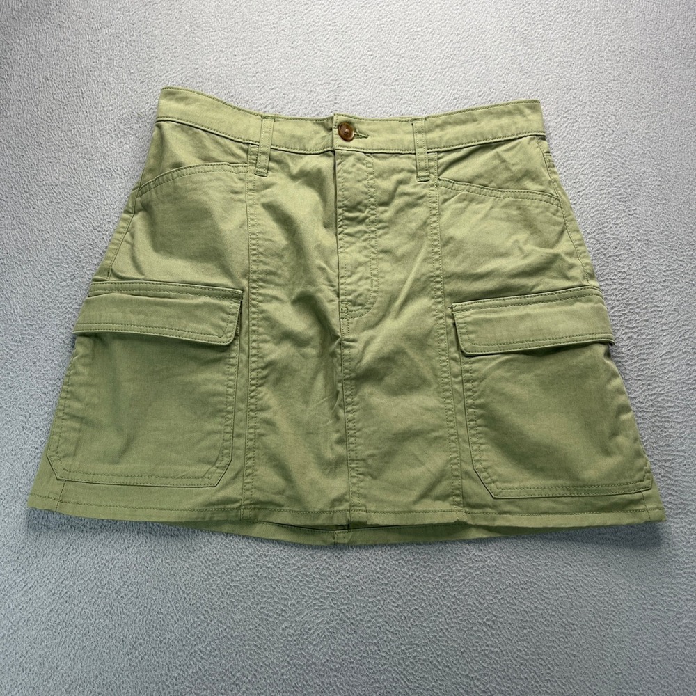 GAP Cargo Mini Skirt Womens 6 Olive Green Cotton Stretch Utility Flap Pockets